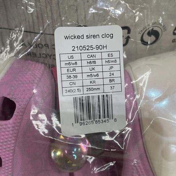 Wicked Glinda Siren Clog Crocs with Jibbitz Women Size 8 Men Size 6 Pink Witch - Picture 8 of 11
